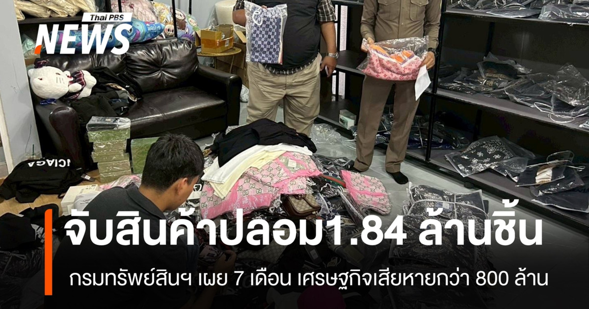 จับสินค้าปลอมกว่า 1.84 ล้านชิ้น กรมทรัพย์สินฯ เผย 7 เดือนเศรษฐกิจเสียหายกว่า 800 ล้าน