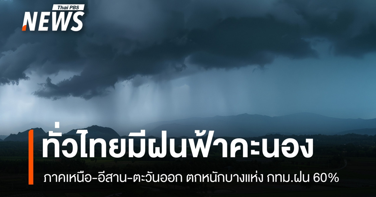 สภาพอากาศวันนี้ ทั่วไทยมีฝนฟ้าคะนอง เหนือ-อีสาน-ตะวันออก ตกหนักบางแห่ง