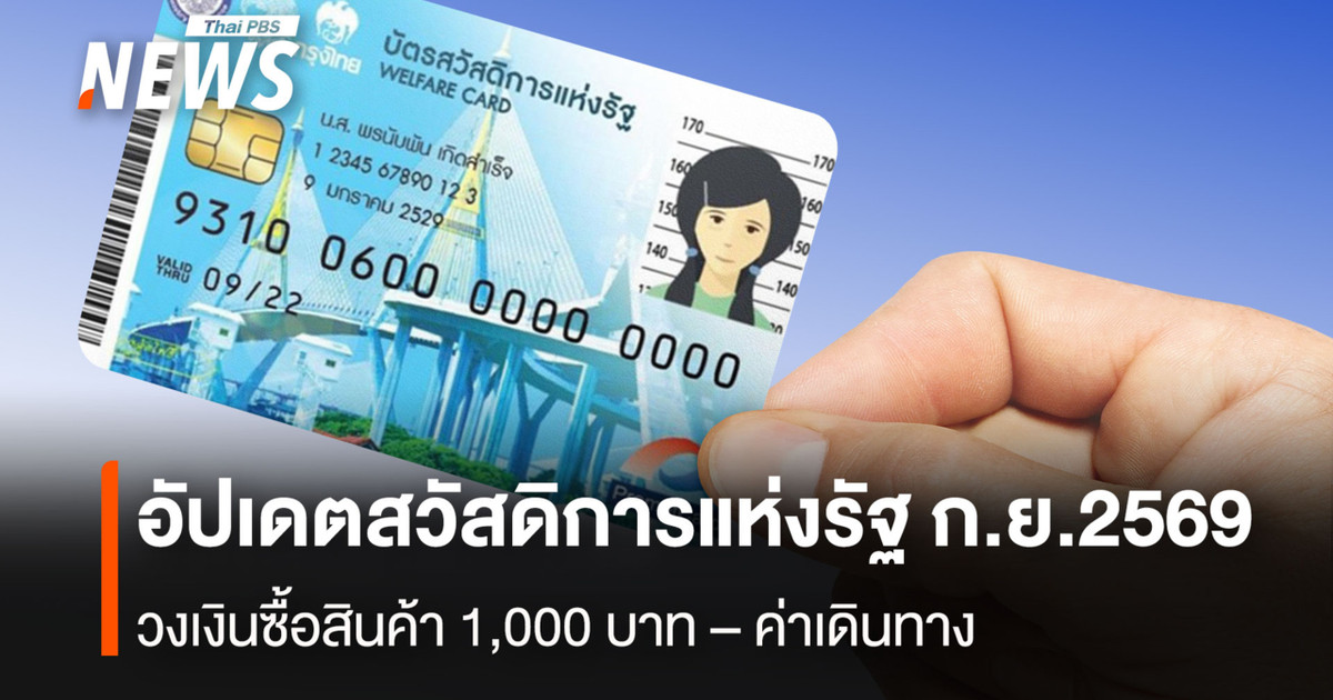 อัปเดตสวัสดิการแห่งรัฐ ก.ย.2569 วงเงินซื้อสินค้า 1,000 บาท-ค่าเดินทาง